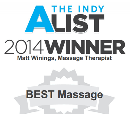 Matt was voted BEST MASSAGE in Indianapolis!