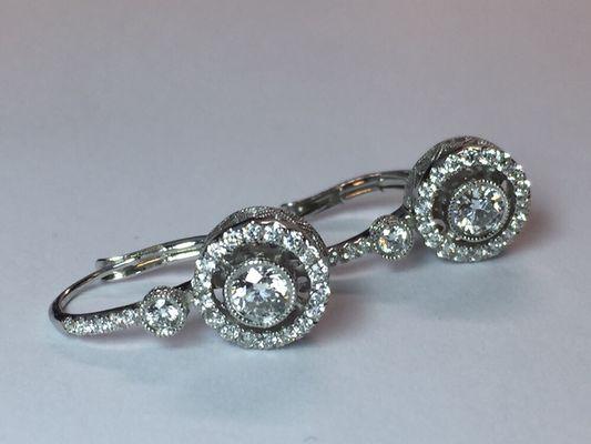 Custom 14 k white gold earrings one carat total weight