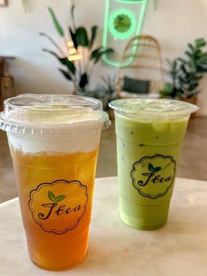 Sea salt jasmine green tea and thai green tea