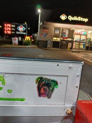 Great gas prices and a piggy dog sticker