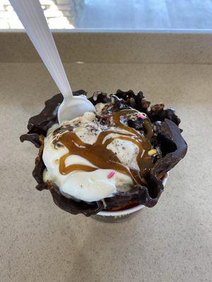 Birthday Cake Remix in Chocolate Waffle Bowl