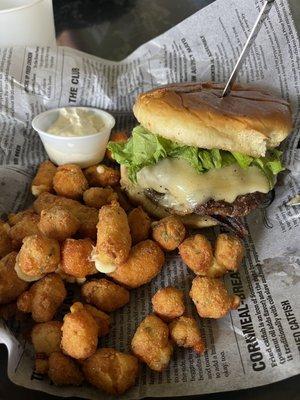 Cheese curds and Burger