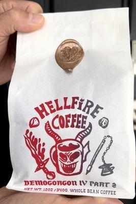 Stranger Things themed Hellfire coffee beans