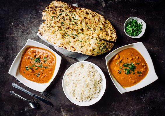 Chicken tikka masala and garlic naan