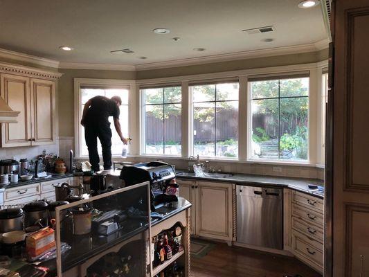 Heat rejecting window tint applied to this kitchen to make the area more comfortable