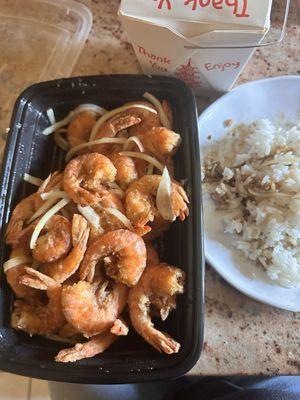 Salt&pepper shrimp (I ate6-8 shrimp already) Delicious