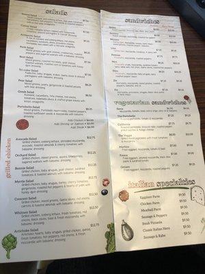 Menu Aug 2019