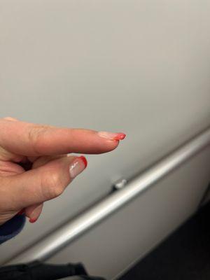 This is the nail she "didn't charge me for"