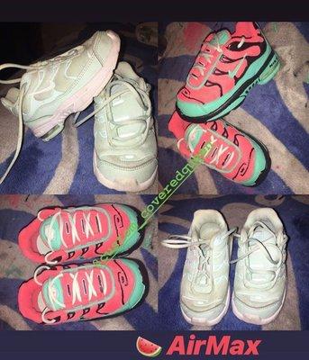 The sneakers all greenish is how I purchased them from kid2kid and with colors is what I did