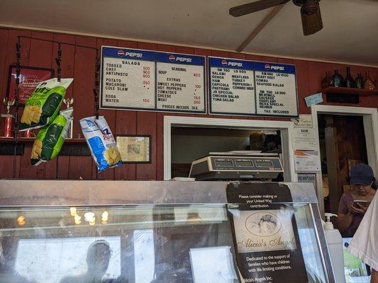 Counter and menu at Bennedito's