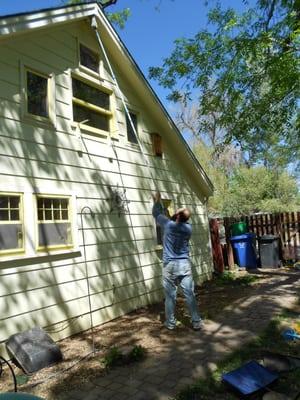 Pressure Wash Preclean of cobwebs