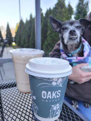 London Fog, Chai Tea Latte, and dog friendly patio.