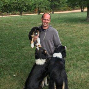 My new English Shepherd puppy, Sky, with his family.