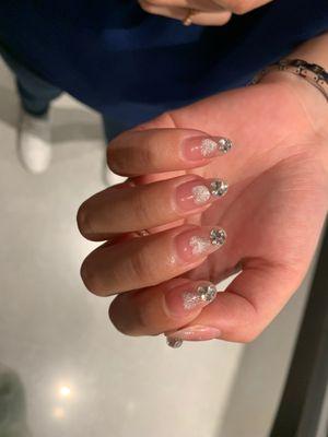 my initial gel-tip with diamonds