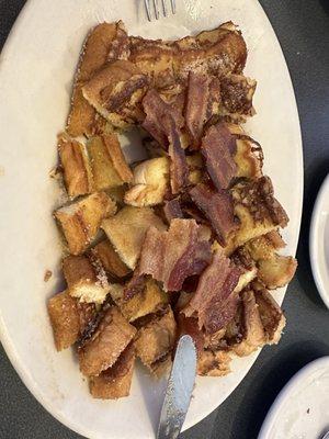 French toast and bacon (sorry cut it up and was ready to dive in and remembered I need to take a picture!)