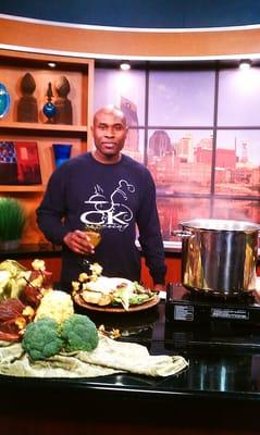 Chef Corey on set of food show.