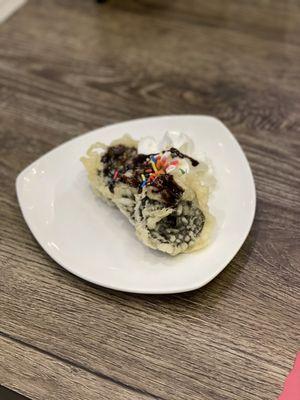 Complimentary fried oreos for dessert