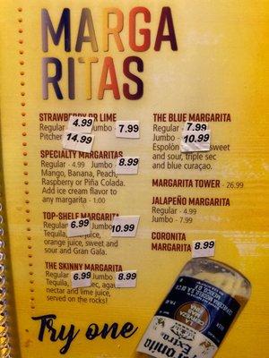 Margarita Menu