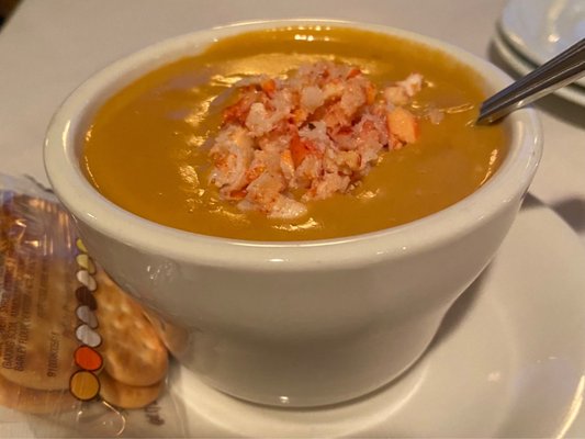 Lobster Bisque - delicious, thick, creamy, nice pieces of lobster and a little sweet