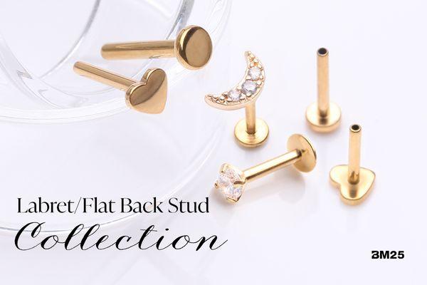 Choose your shape! #Golden Crescent Moon Sparkle Pave Multi-Gem #14 Karat Gold Gem Top Flat Back Stud