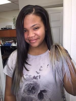 Gray ombre so cute!! She's only 16 on point and make s good grades! Good job Mom!