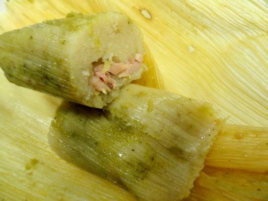 Chicken Tamales in corn husk