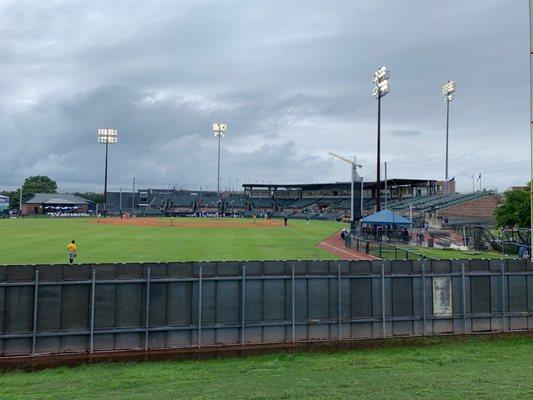 Outfield view from the hill