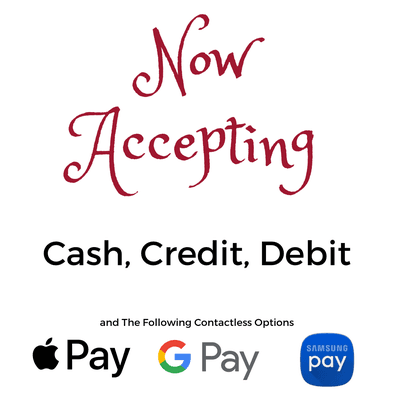 All forms of Payment Accepted. Even contactless options!