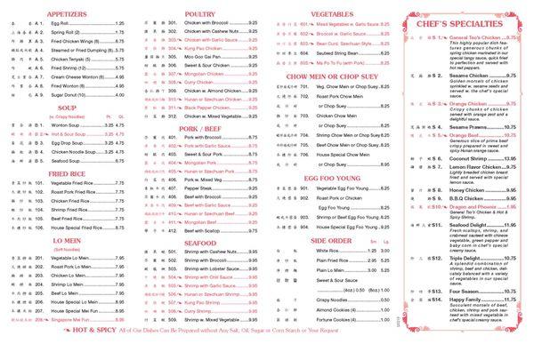 Full menu