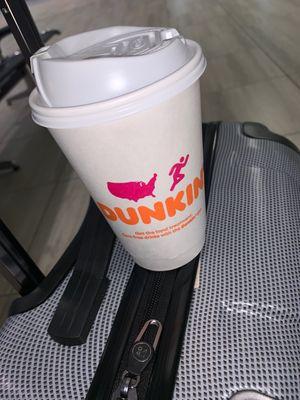 Caramel macchiato w/almond milk- runnin on Dunkin!