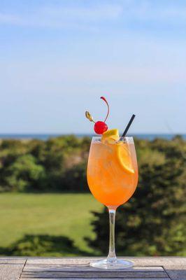 Enjoy cocktails with an ocean view on our deck.