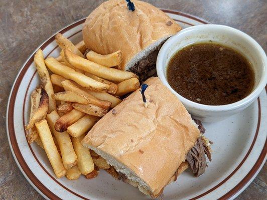 French dip sandwich - tender beef with cheese