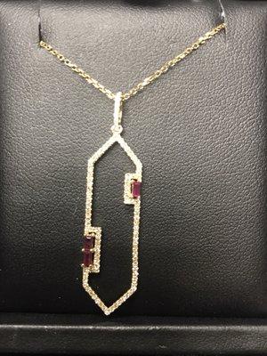 Ruby and diamond pendant by KC Designs