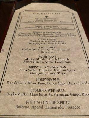 Cocktail list