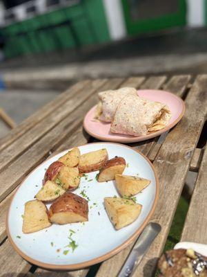 Side of country potatoes, Chorizo & Eggs Burrito