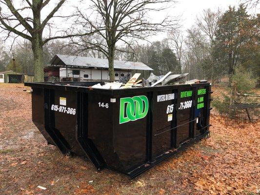 15 cubic yard dumpster rental. 7 to 8 truckloads capacity.