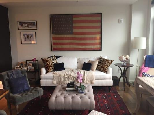 My antique American flag framed by Beverly at Frame of Mind.