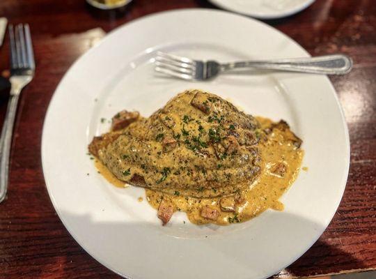 Blackened Catfish with Gouda Grits & Cajun Cream Sauce