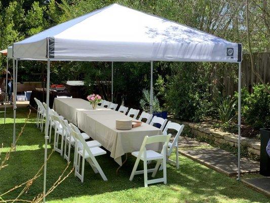 tables, chairs and canopy rentals