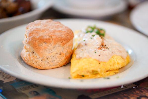 Crab omelette n biscuit