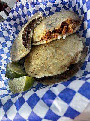 3 delicious bean & cheese gorditas - carnitas, asada, and pastor. Very filling!