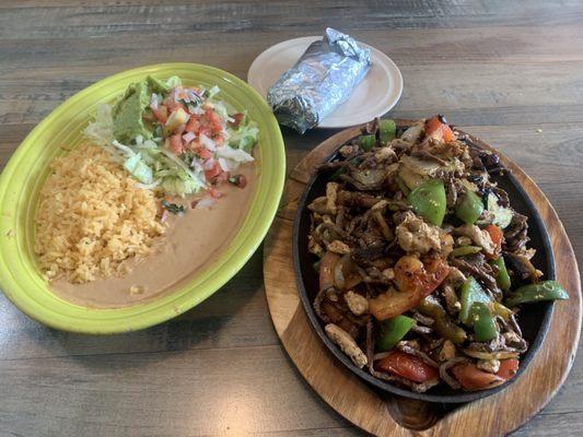 Big fajitas, sides.