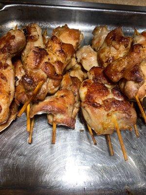 Chicken on stick. Yummy!