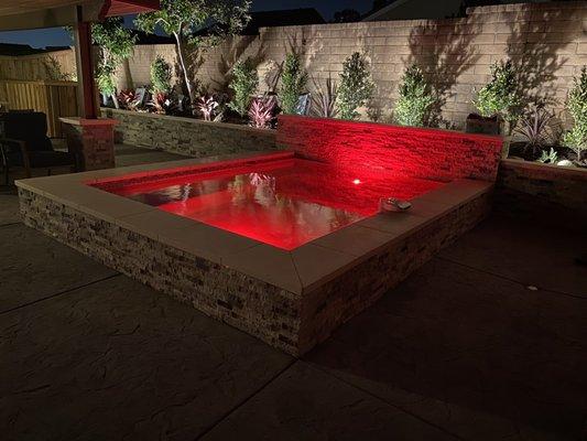 Lighted spa.