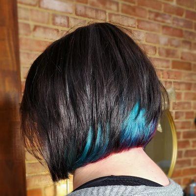 A Line Bob Haircut, peekaboo color