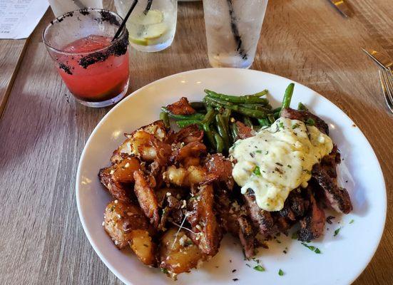 Blackened Bleu Steak, and a Strawberry Paloma....perfect!