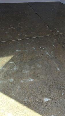 Marred discolored concrete caused by Jaks prior to applying the seal. How is this acceptable?