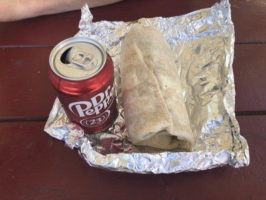 Burrito - partner's go-to. He said the $5 burrito specials on Wednesday are usually smaller but today was usual larger size