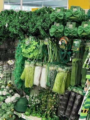 Large selection of decor for St. Patrick's Day as of 2020 to everything's $1.25 each