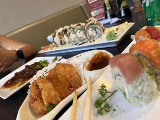 Rainbow Hand Roll, Chicken Katsu, Beef Takoyaki, Daiki Roll